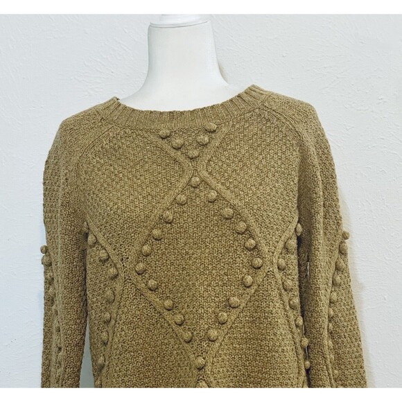 Anthropologie Moth Size S 90% Wool Pom Pom Bubble Knit Sweater Tunic Winter Cozy - Picture 2 of 10